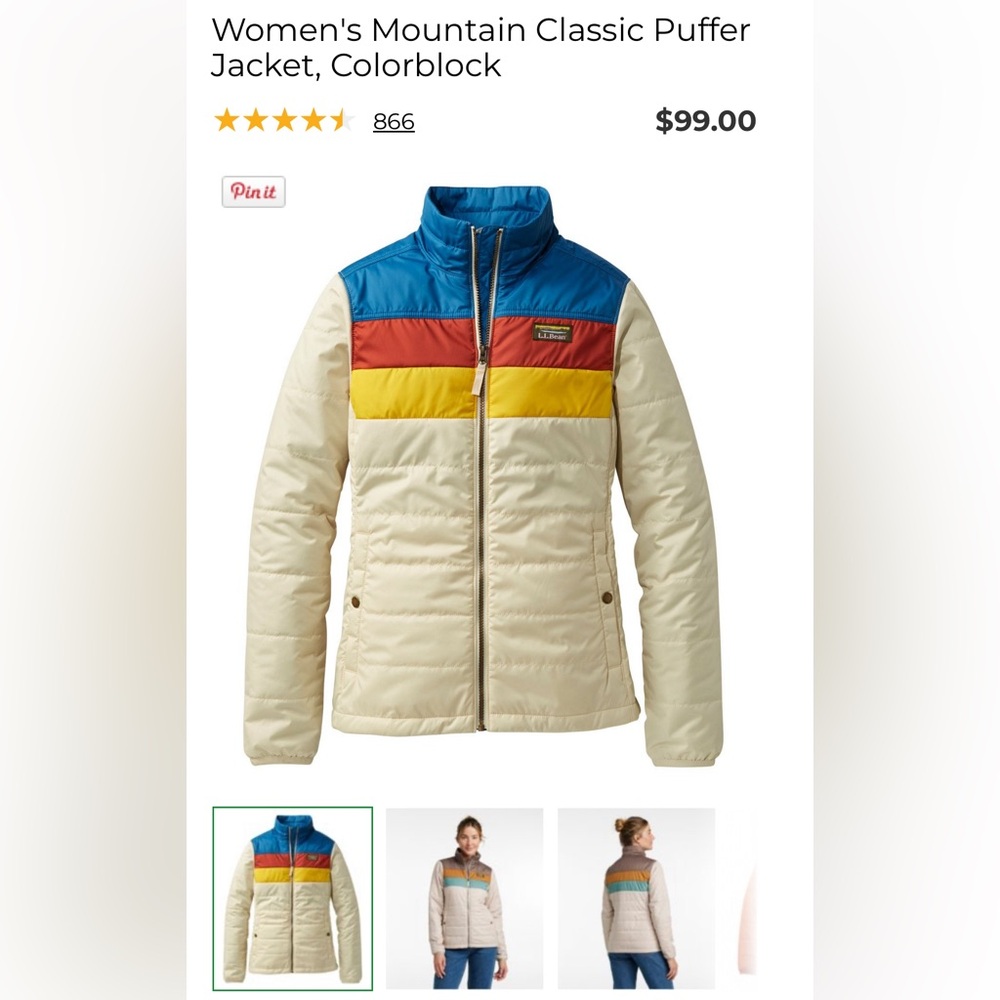 LL Bean Women's Mountain Classic Puffer Jacket, Colorblock